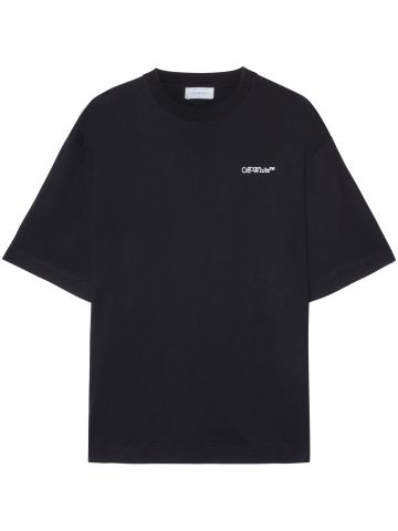 T-shirt nera in cotone con motivo a frecce