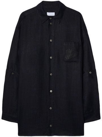 Giacca-camicia 90s logo in lino