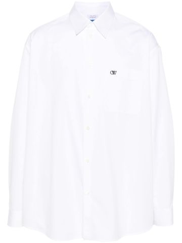 White logo-embroidered shirt