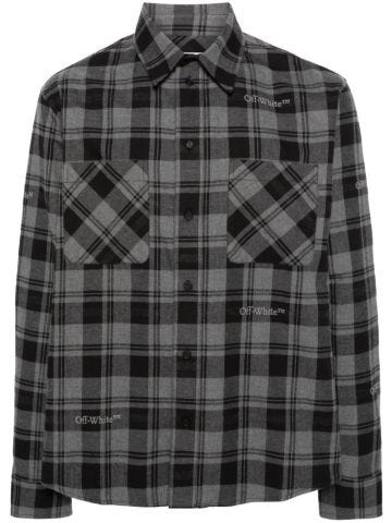 Logo-embroidered checked cotton shirt