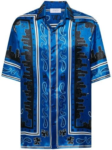 Blue Bandana-print satin shirt