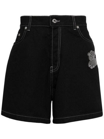 Denim shorts with application
