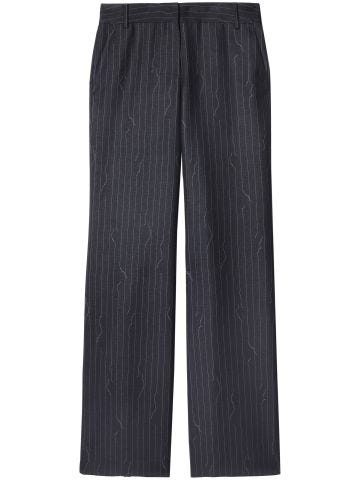 Pinstripe-pattern grey trousers
