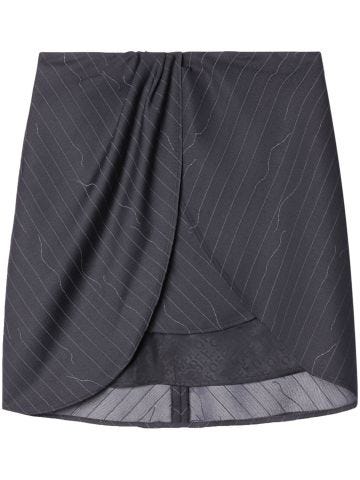 Grey draped pinstripe mini skirt