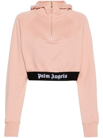 Pink logo-underband cropped sweatshirt