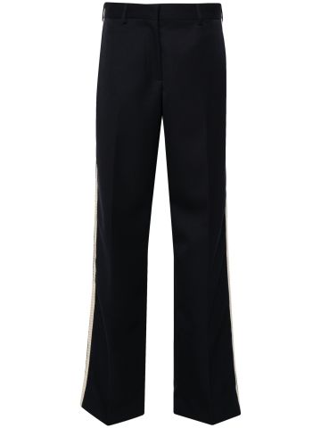 Black high-waist straight-leg trousers
