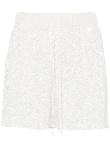 White Galassia sequin-embellished shorts