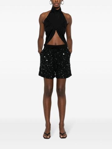 Black Galassia sequin-embellished shorts
