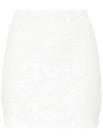 White sequin-embellished mini skirt