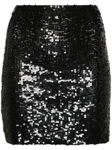 Black sequin-embellished mini skirt