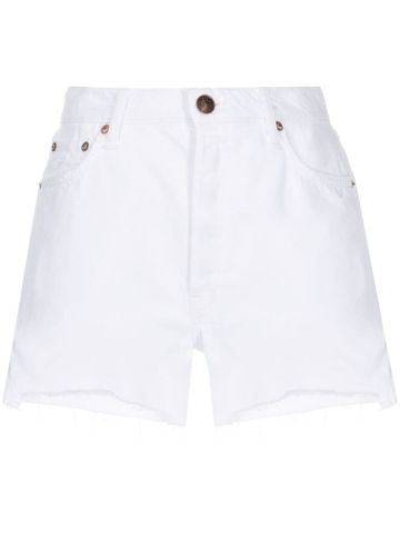 Denim shorts with frayed hemline