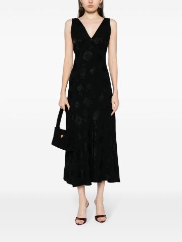 Black Sandrine floral-jacquard maxi dress