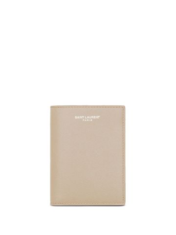 Embossed leather wallet beige