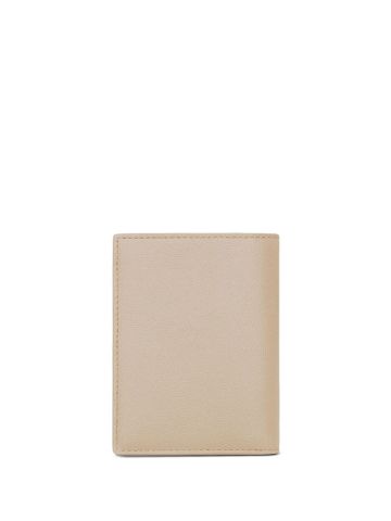 Embossed leather wallet beige