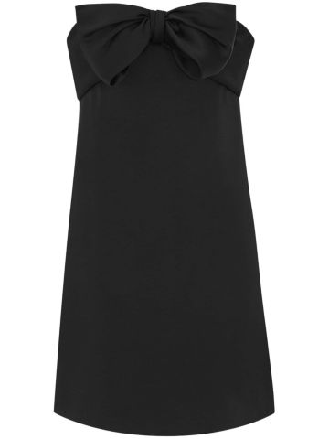 Short black dress with strapless bow