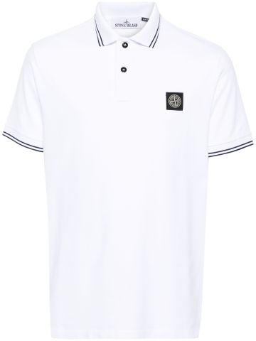 White polo shirt logo detail