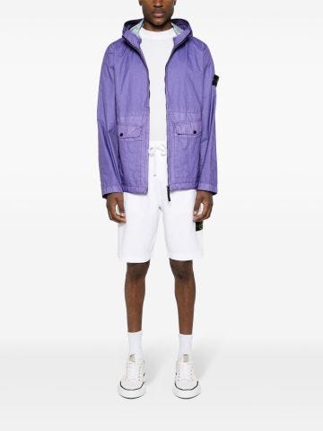 Purple hooded windbreaker jacket