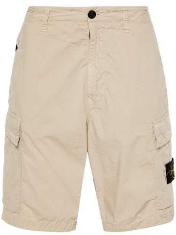 Beige cargo shorts with Compass application