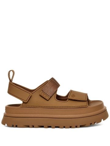 Brown GoldenGlow flatform sandals
