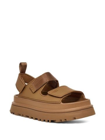 Brown GoldenGlow flatform sandals