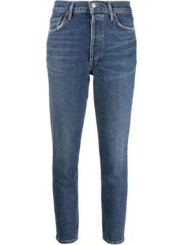 Blue cropped skinny Jeans
