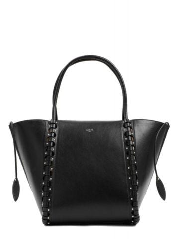 Smooth black leather Hinge Small Handbag
