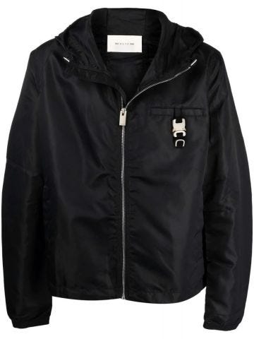 Buckle detailed black hooded Jacket