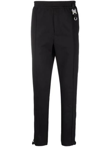 Buckle detailed black straight leg Trousers