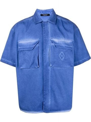 Camicia blu con ricamo logo