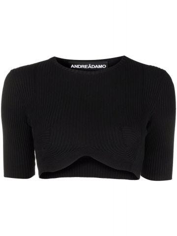 Black ribbed cropped Top