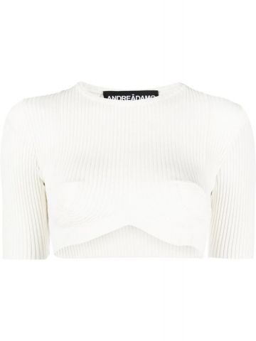 White ribbed cropped Top