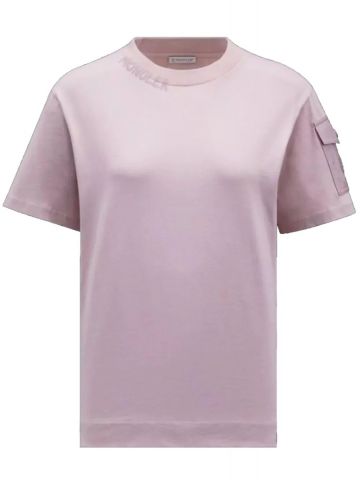 T-shirt rosa con stampa logo