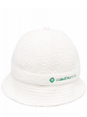 Embroidered logo white bucket Hat