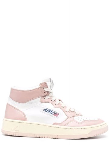 White and powder pink high-top Sneakers