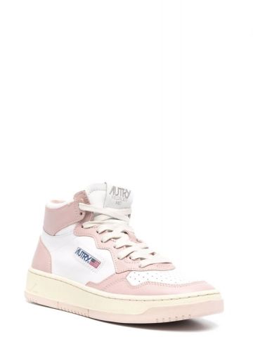White and powder pink high-top Sneakers