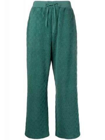 Pantaloni sportivi verdi con monogramma jacquard