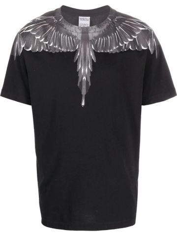 Wings print black T-shirt