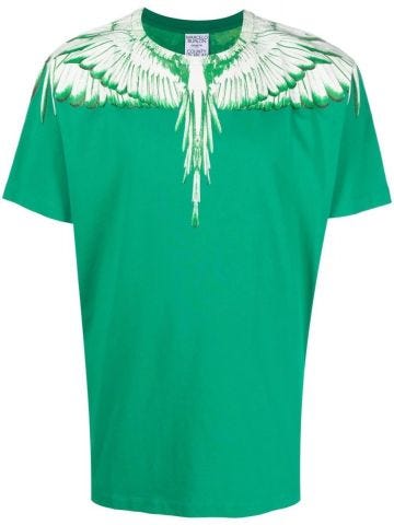 Wings print green T-shirt