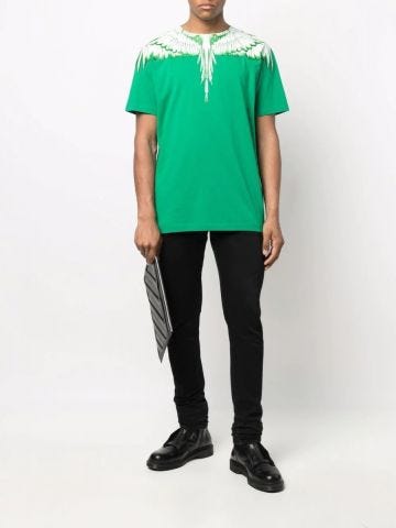 Wings print green T-shirt