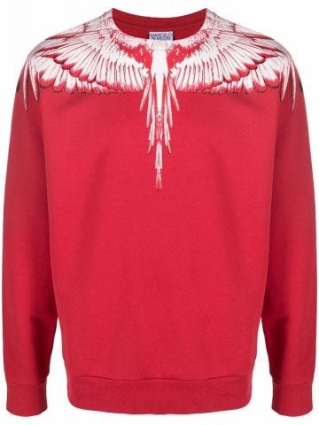 Wings print red crewneck Sweatshirt