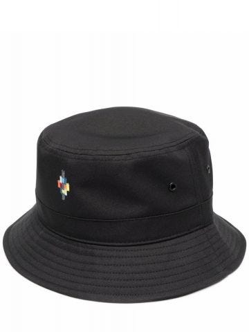 Cappello bucket nero con ricamo logo frontale
