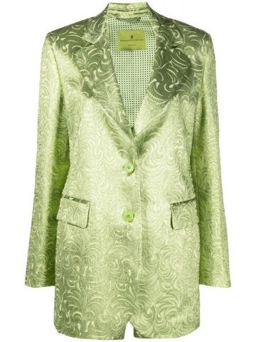 Green embroidered single breasted Blazer