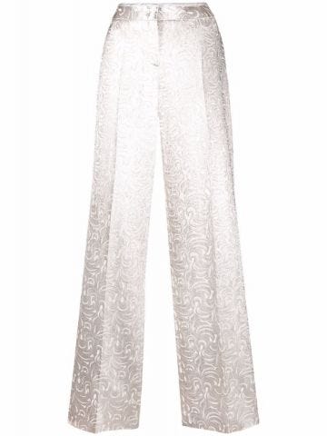Silver jacquard tailored Trousers