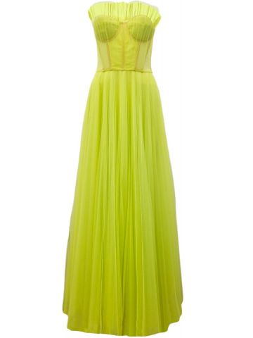 Yellow tulle long bustier Dress