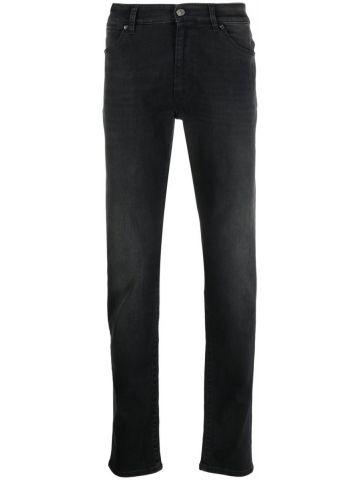 Black high-rise slim-fit jeans