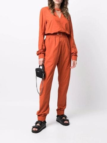 V-neck orange Jumpsuit