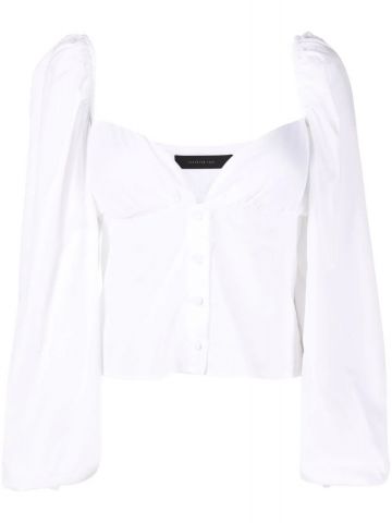 Blusa bianca con scollo a cuore