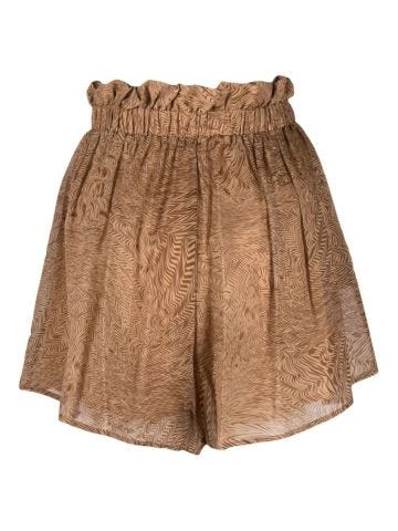 Brown Abstract Print Shorts