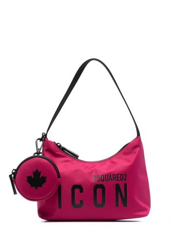 Icon print fuchsia shoulder Bag