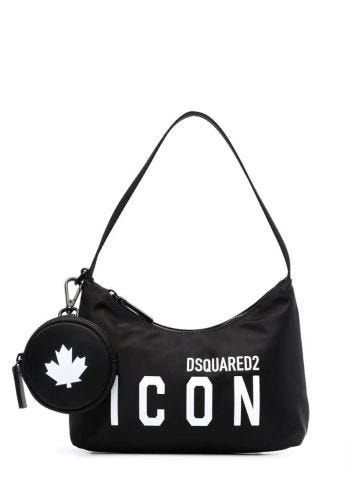 Icon print black shoulder Bag